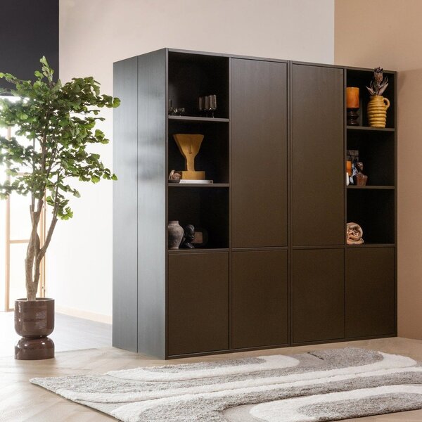 Sötétbarna borovi fenyő moduláris szekrény 108x215 cm Meggy – WOOOD