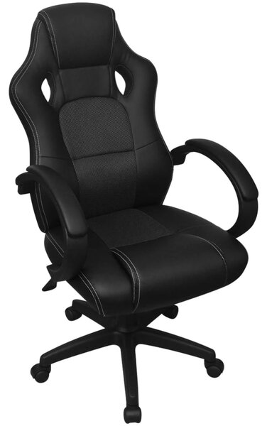 VidaXL vezetői versenyautó műbőr irodai szék fekete