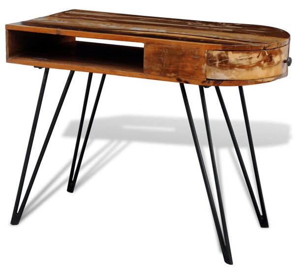 VidaXL tömör fa íróasztal vaslábbakkal