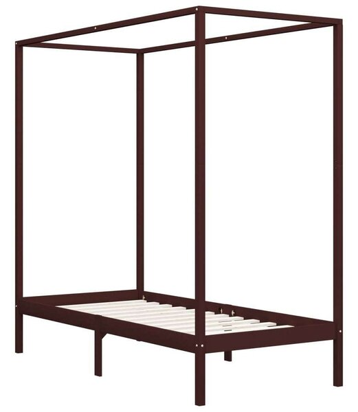 Vidaxl Baldachinos Ágykeret - Tömör Fenyőfa - 90x200 cm