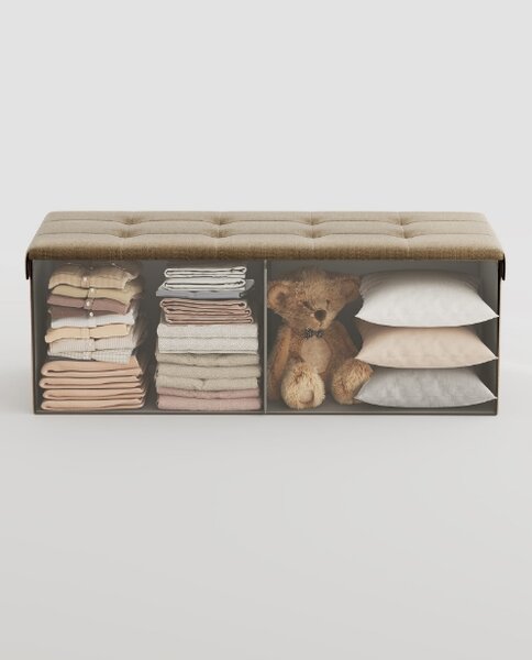 Taburette tárolóhellyel OTTOMAN 110x38 cm, világosbarna