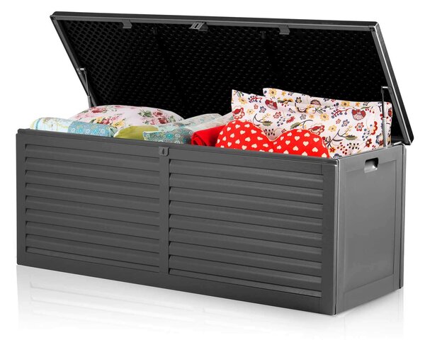 Plonos Kerti tároló láda, 390l, 200kg, 143x57x53,5cm - Fekete, Szürke