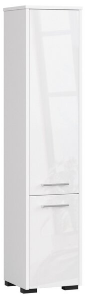 AKORD FIN Magasfényű Fehér Fürdőszobai Oszlopszekrény 140cm