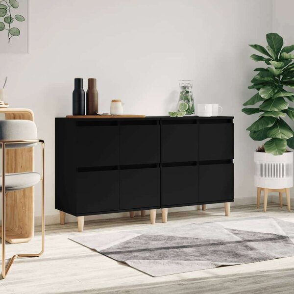 VIDAXL - Fekete Fa Tálalószekrény - 2 db - 60x35x70 cm