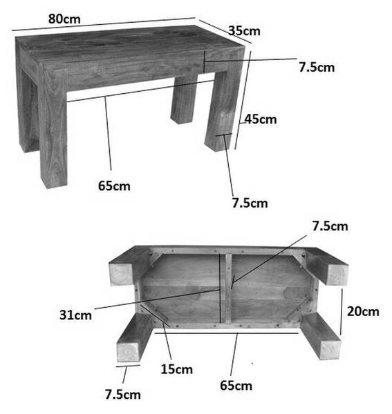 CAMBRIDGE HONEY pad 80x35cm, akác, mézszínű