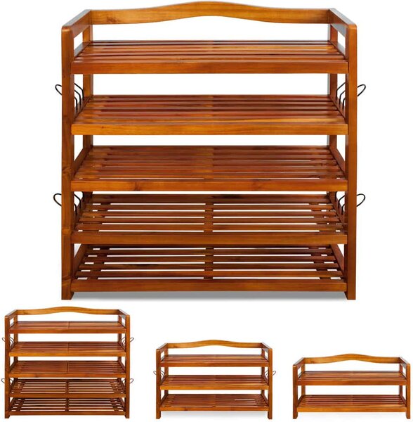 RUSTIC cipőtartó polc, 5 polc, 75x26x82cm, természetes barna Casaria