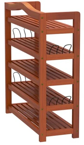 RUSTIC cipőtartó polc, 5 polc, 75x26x82cm, természetes barna Casaria