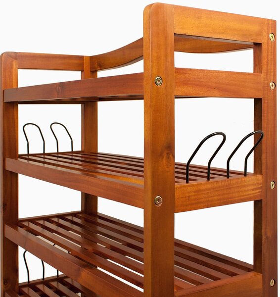 RUSTIC cipőtartó polc, 5 polc, 75x26x82cm, természetes barna Casaria