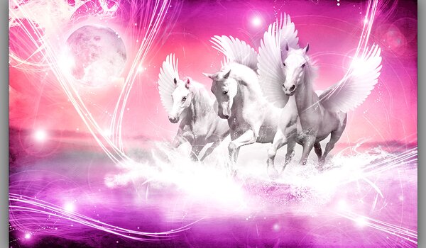 Poszter tapéta Pink Running Pegasus vlies 152,5 x 104 cm vlies 152,5 x 104 cm