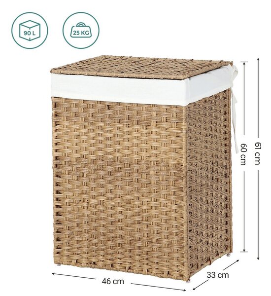 AVA műrattan ruháskosár, 90l, természetes barna SongmicsHome