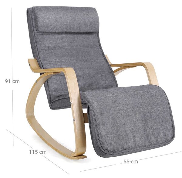 SWING hintaszék, teherbírás 150kg, 67x115x91cm, szürke SongmicsHome