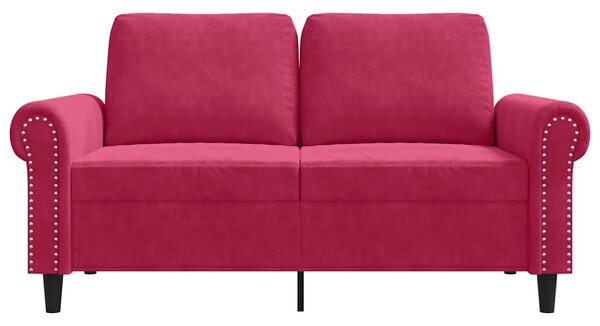 Kétszemélyes bordó bársony kanapé 120 cm