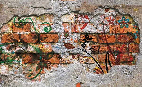 Poszter tapéta Graffitti on the brick wall vlies 416 x 254 cm vlies 416 x 254 cm