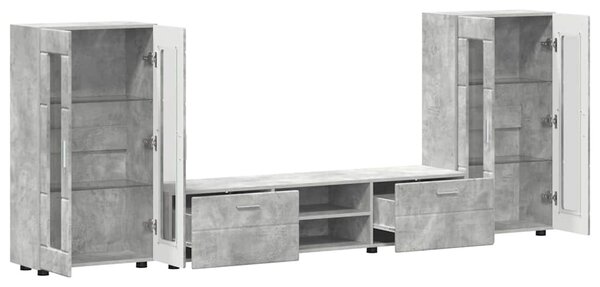 TV szekrény garnitúra fiókkal FLORIN 3 pcs Beton Szürke Faanyag