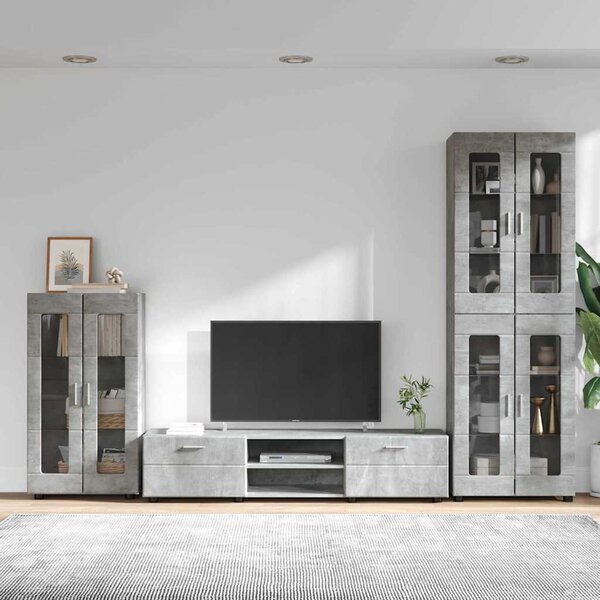 TV szekrény garnitúra fiókkal FLORIN 3 pcs Beton Szürke Faanyag