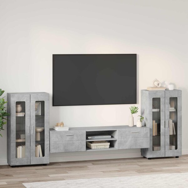 TV szekrény garnitúra fiókkal FLORIN 3 pcs Beton Szürke Faanyag