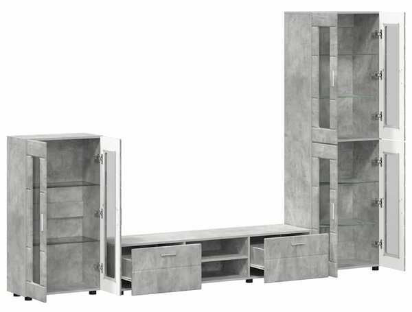TV szekrény garnitúra fiókkal FLORIN 3 pcs Beton Szürke Faanyag
