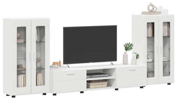 TV szekrény garnitúra fiókkal FLORIN 3 pcs Fehér Faanyag