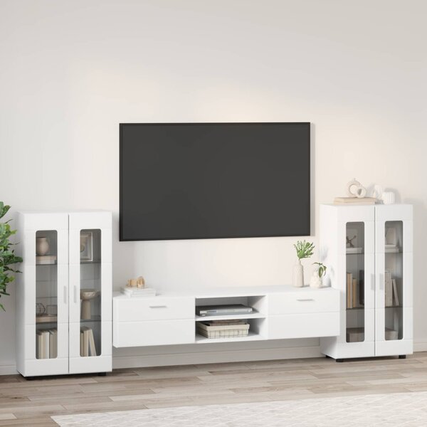TV szekrény garnitúra fiókkal FLORIN 3 pcs Fehér Faanyag