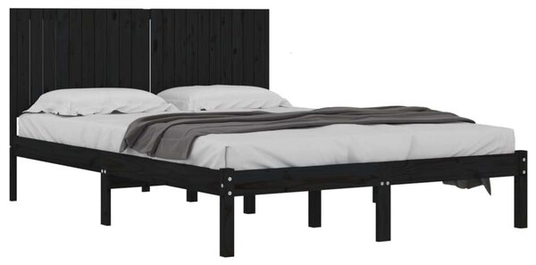 VidaXL Fekete Tömörfenyő Ágykeret - 200x200 cm