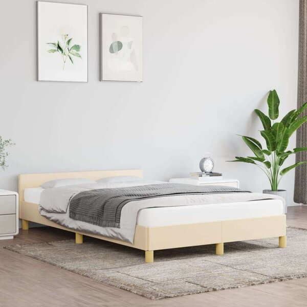 VIDAXL Krémszínű Szövet Ágykeret Fejtámlával - 120x200 cm