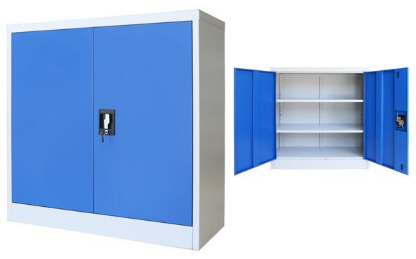 VidaXL szürke/kék fém irodaszekrény 90 x 40 x 90 cm