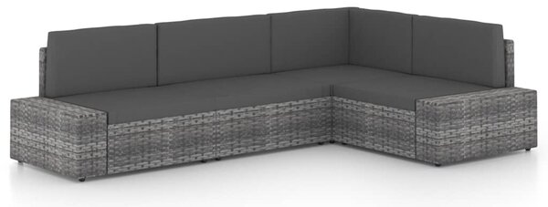 4 részes szürke polyrattan kerti ülőgarnitúra párnákkal