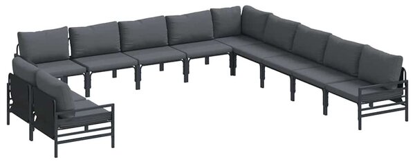 Kerti Kanapé Szett párnával 11 pcs Fekete Acél