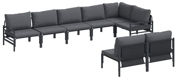 Kerti Kanapé Szett párnával 8 pcs Fekete Acél