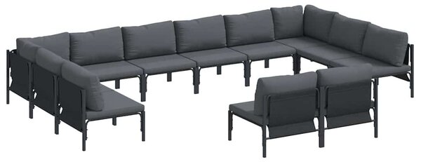 Kerti Kanapé Szett párnával 12 pcs Fekete Acél