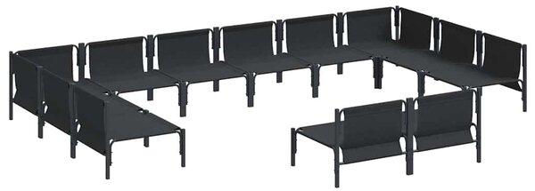 Kerti Kanapé Szett párnával 12 pcs Fekete Acél