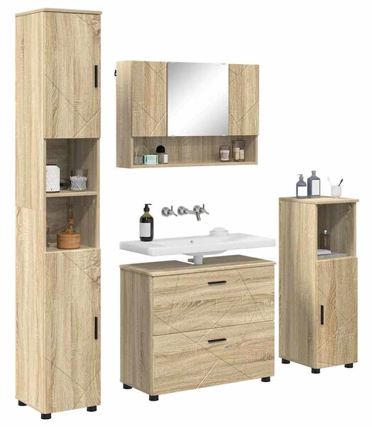 Fürdőszoba bútor szett 4 db Sonoma tölgy 35 x 30 x 192 cm