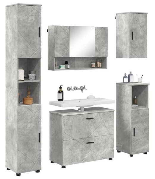 Fürdőszoba bútor szett 5 db Beton Szürke 35 x 30 x 192 cm