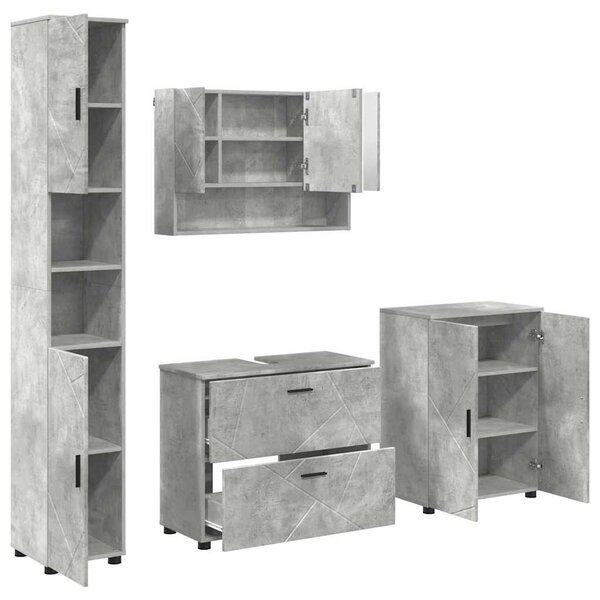 Fürdőszoba bútor szett 4 db Beton Szürke 35 x 30 x 192 cm