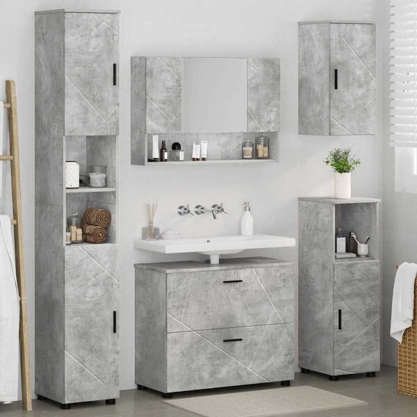 Fürdőszoba bútor szett 5 db Beton Szürke 35 x 30 x 192 cm