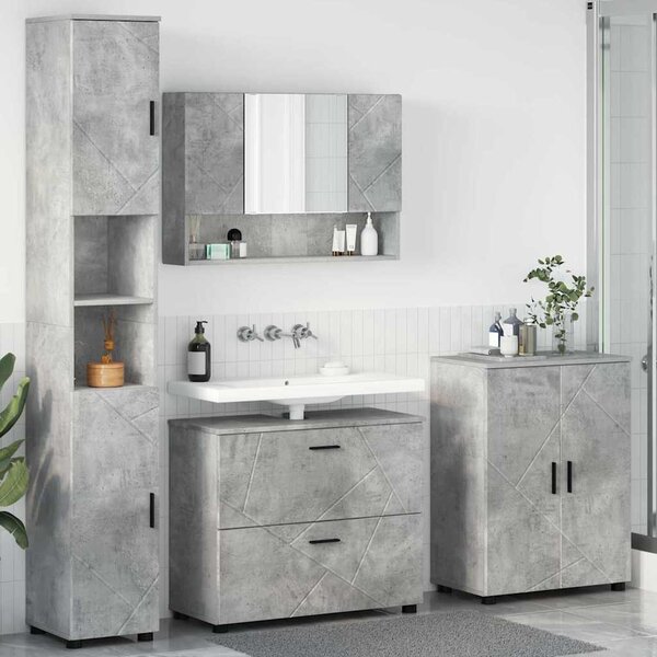 Fürdőszoba bútor szett 4 db Beton Szürke 35 x 30 x 192 cm