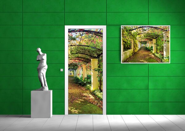 Poszter tapéta ajtóra Kerti pergola öntapadós 91 x 211 cm öntapadós 91 x 211 cm