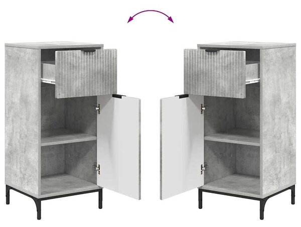 Fürdőszoba bútor szett 2 pcs Beton Szürke Mérnöki fa és fém