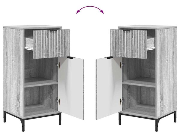 Fürdőszoba bútor szett 2 pcs Szürke Sonoma Mérnöki fa és fém