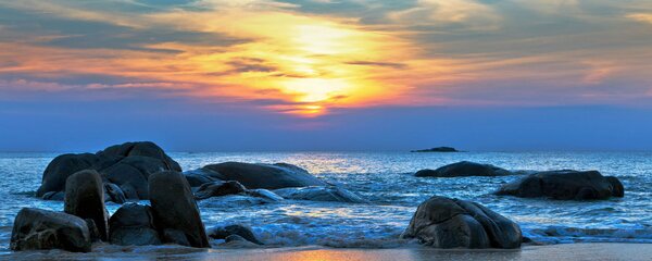 Poszter tapéta panoráma vlies Sunset on the beach