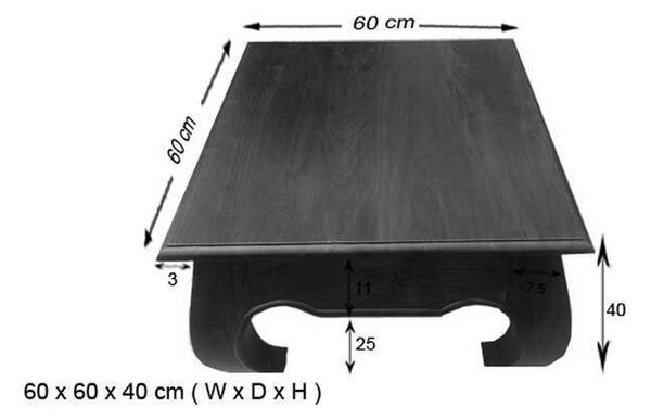 ORIENT dohányzóasztal 60cm akác, nugátbarna