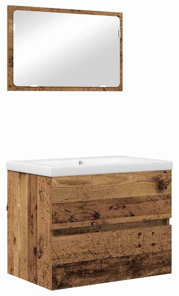 Fürdőszoba bútor szett 3 pcs Régi fa 60 x 38.5 x 45 cm Faanyag