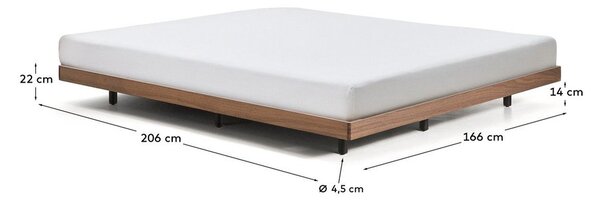 Barna nyírfa franciaágy ágytámla nélkül, ágyráccsal 160x200 cm Norlen – Kave Home