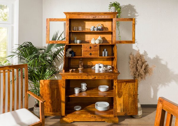 CAMBRIDGE HONEY tálalószekrény masszív akác, mézszínű 196x106 cm