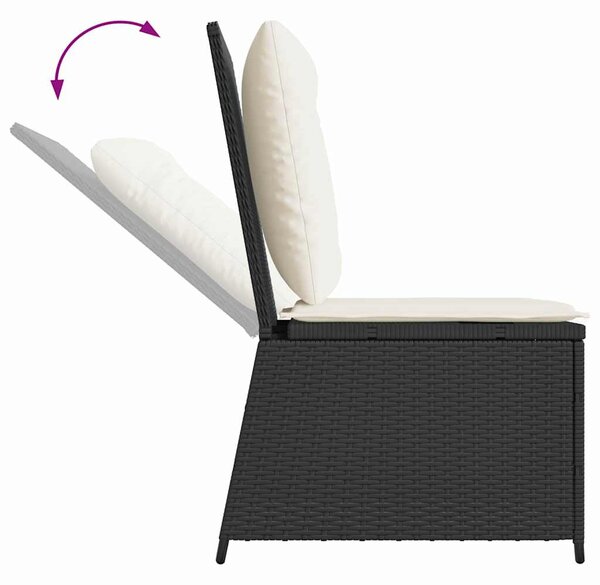 Kerti kanapé párnával Fekete Poli rattan