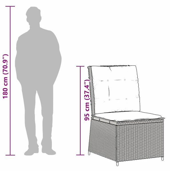 Kerti kanapé párnával Szürke Poli rattan