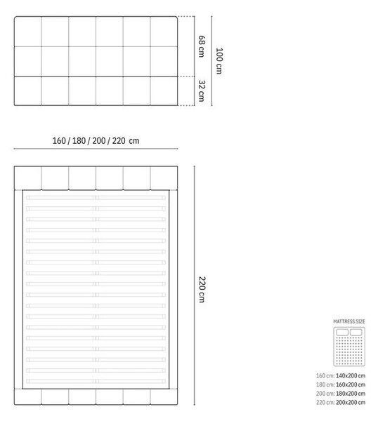 Bézs kárpitozott ágyneműtartós franciaágy ágyráccsal 160x200 cm Bellis – Micadoni Home