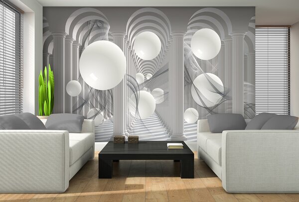 3D Poszter tapéta Fehér gömbök vlies 312 x 219 cm vlies 312 x 219 cm