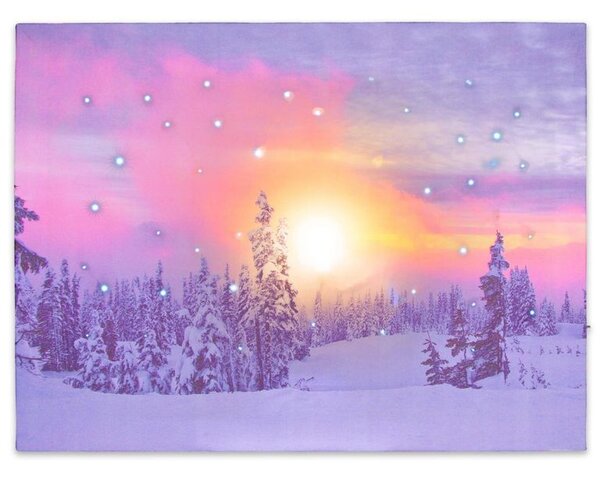 Falikép NEXOS Snowy forest 30 x 40 cm - 41x LED