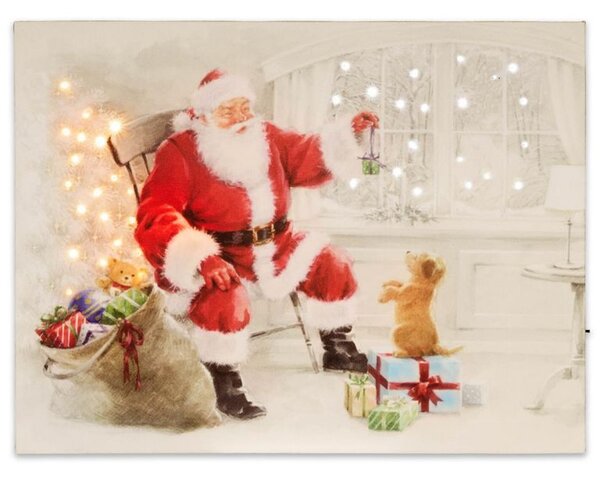 Falikép NEXOS Santa Claus 30 x 40 cm - 40x LED